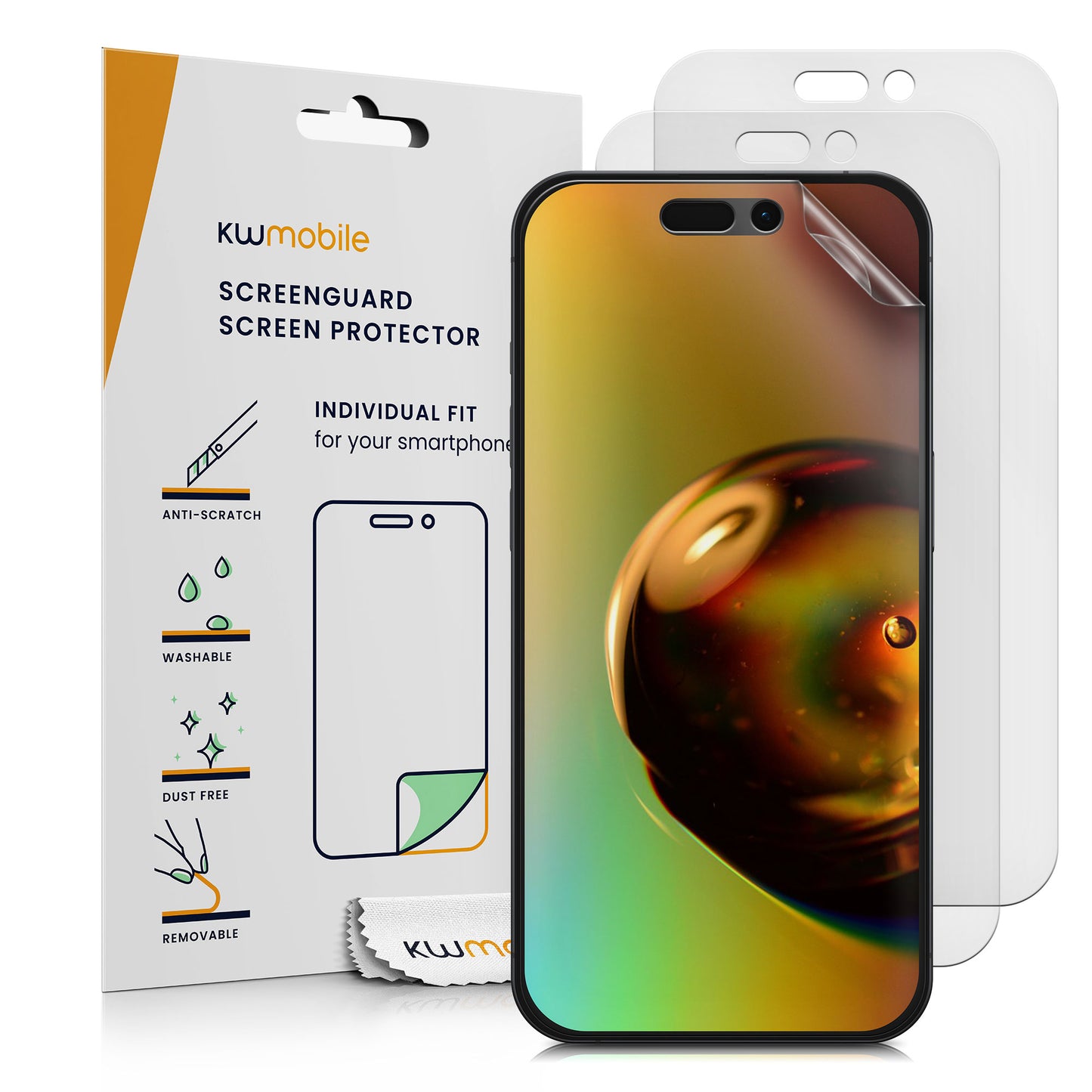 kwmobile 3x Folie matt kompatibel mit Apple iPhone 15 - Displayschutzfolie Schutzfolie - Displayschutz Displayfolie entspiegelt Matt Transparent  