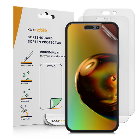 kwmobile 3x Folie matt kompatibel mit Apple iPhone 15 Plus - Displayschutzfolie Schutzfolie - Displayschutz Displayfolie entspiegelt Matt Transparent  