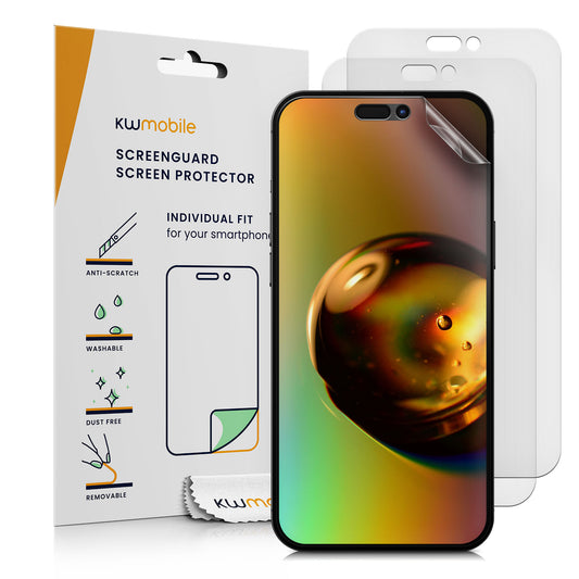 kwmobile 3x Folie matt kompatibel mit Apple iPhone 16 Plus - Displayschutzfolie Schutzfolie - Displayschutz Displayfolie entspiegelt Matt Transparent  
