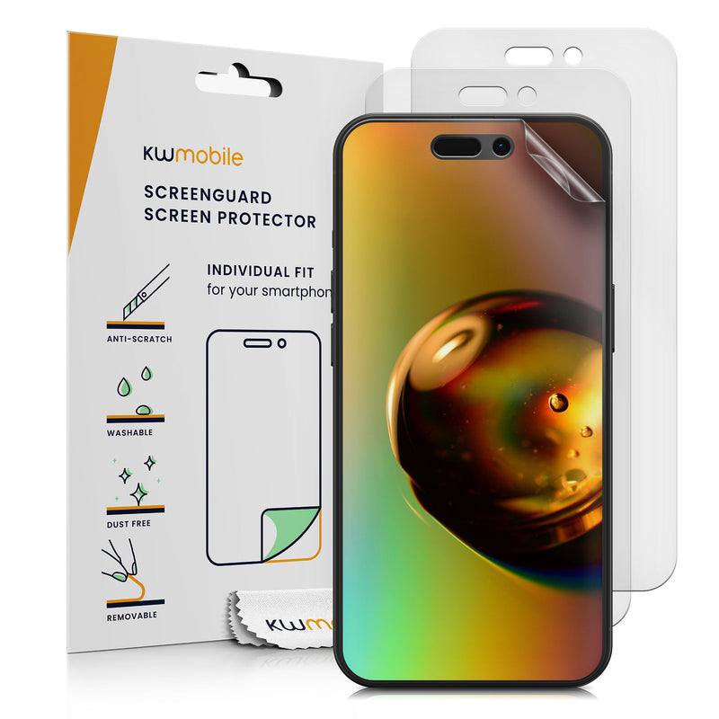 kwmobile 3x Folie matt kompatibel mit Apple iPhone 16 Pro Max - Displayschutzfolie Schutzfolie - Displayschutz Displayfolie entspiegelt Matt Transparent  
