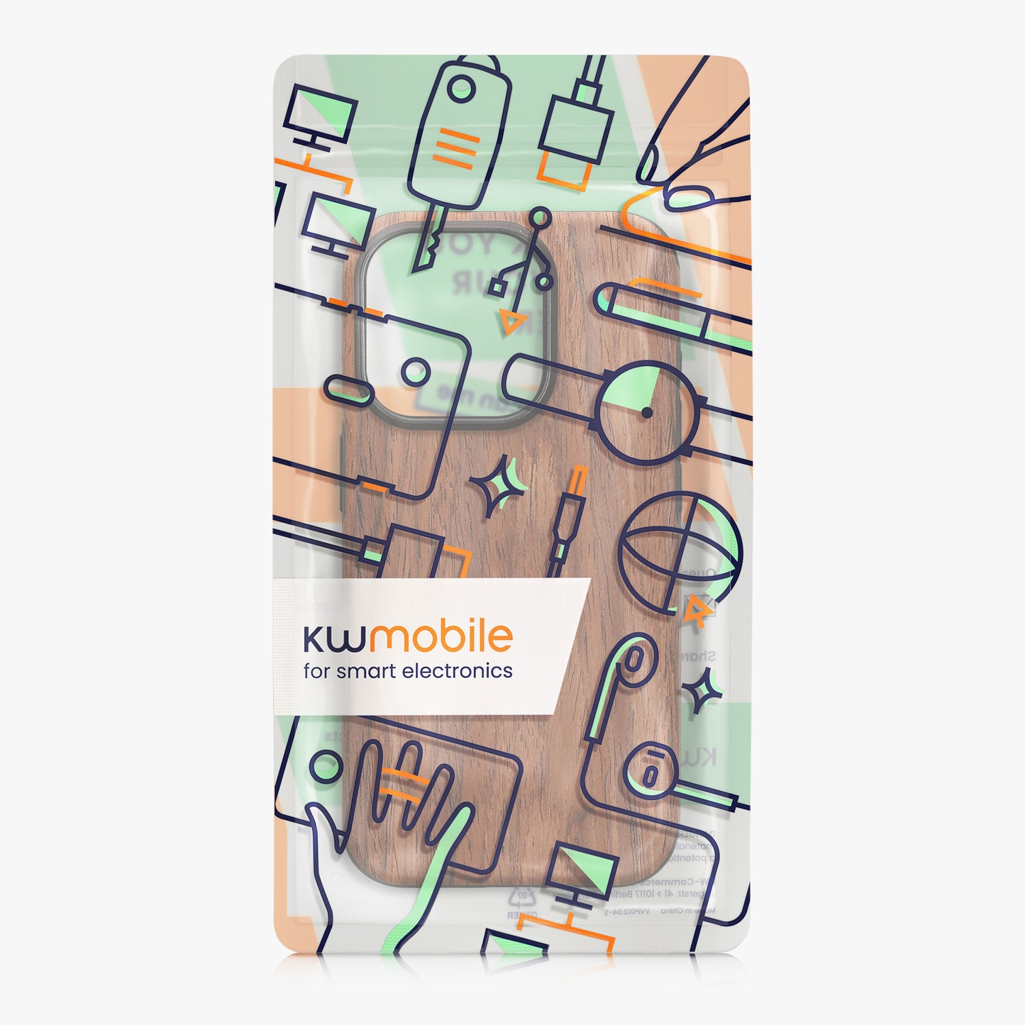 kwmobile Hülle kompatibel mit Apple iPhone 15 Pro Backcover Cover Holz Maserung