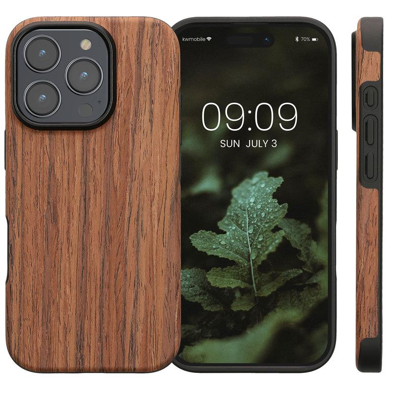 kwmobile Hülle kompatibel mit Apple iPhone 16 Pro - Case Handy Schutzhülle - Backcover Cover Maserung