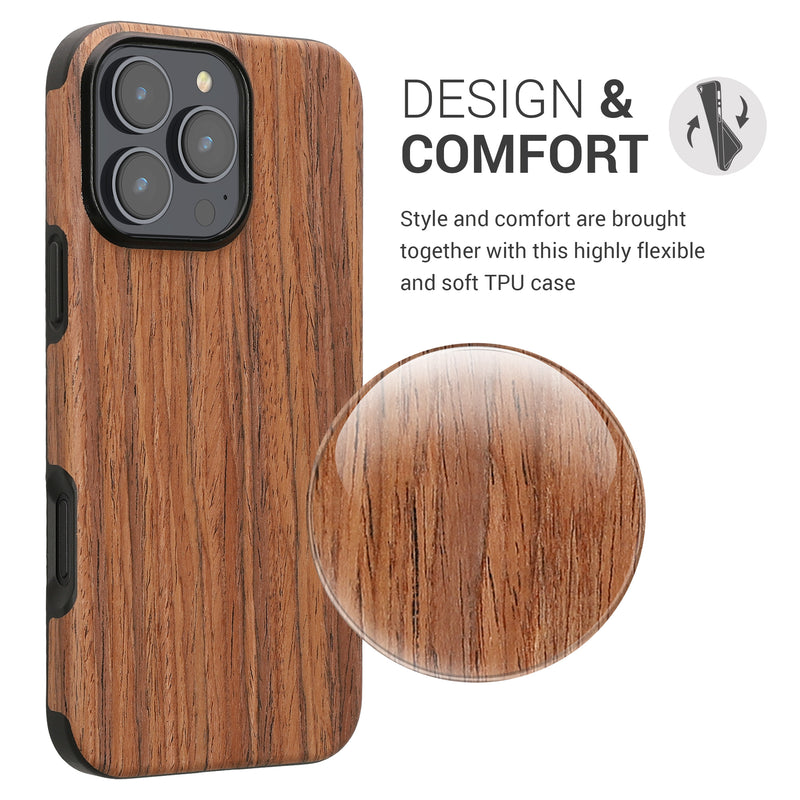 kwmobile Hülle kompatibel mit Apple iPhone 16 Pro Max Backcover Cover Holz Maserung