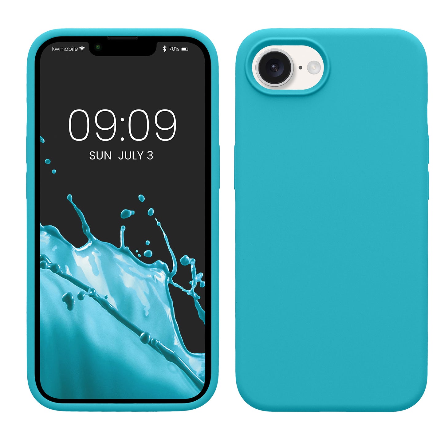kwmobile Hülle kompatibel mit Apple iPhone 17e / iPhone 16e Hülle - Silikon Handy Case - Handyhülle weiche Oberfläche - kabelloses Laden - Cool Glacier Cool Glacier  