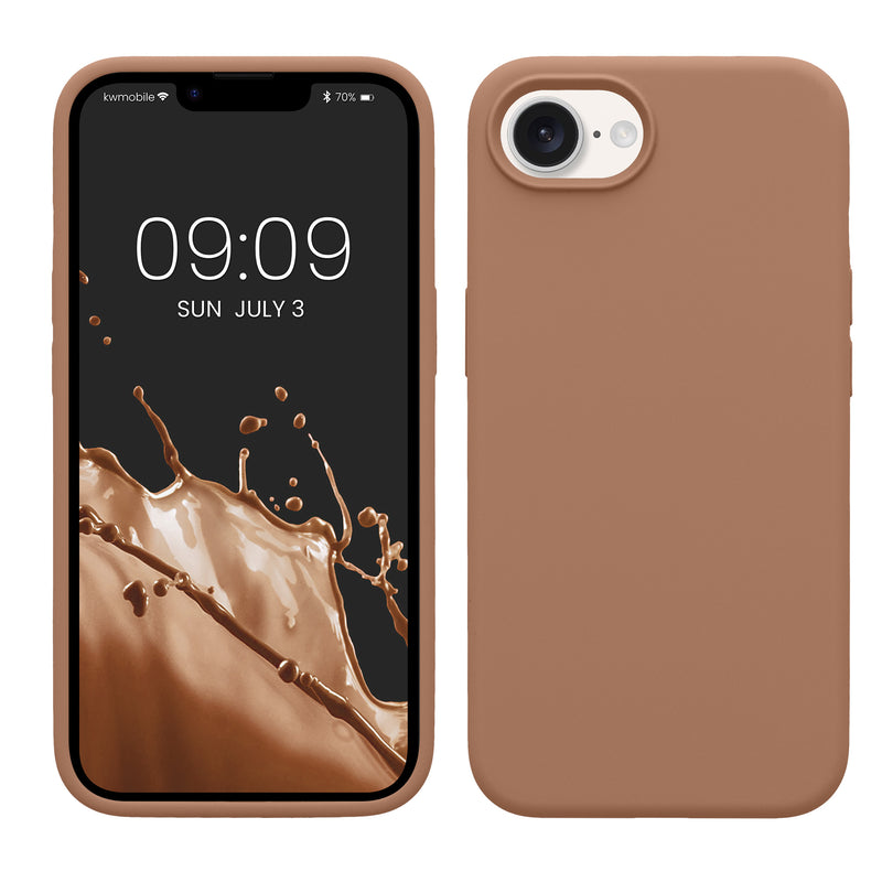 kwmobile Hülle kompatibel mit Apple iPhone 17e / iPhone 16e Hülle - Silikon Handy Case - Handyhülle weiche Oberfläche - kabelloses Laden - Cappuccino Cappuccino  