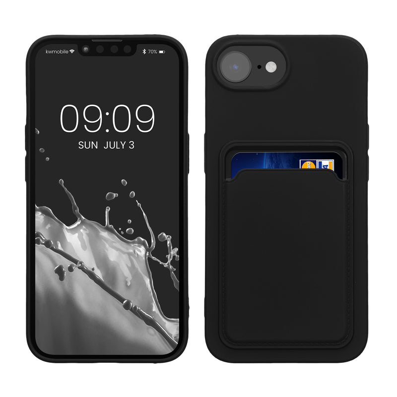 kwmobile Handyhülle kompatibel mit Apple iPhone 17e / iPhone 16e Hülle - Handy Cover mit Fach für Karten - in Schwarz Schwarz  