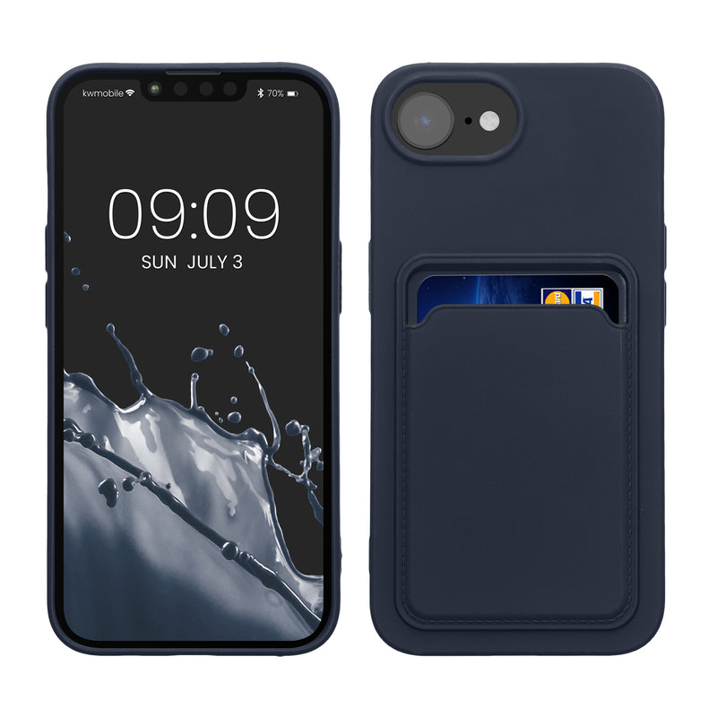 kwmobile Handyhülle kompatibel mit Apple iPhone 17e / iPhone 16e Hülle - Handy Cover mit Fach für Karten - in Dunkelblau Dunkelblau  