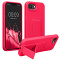 kwmobile Handyhülle kompatibel mit Apple iPhone 17e / iPhone 16e - Hülle mit Fingerhalter und Standfunktion - Silikon Case Handy Cover in Neon Pink Neon Pink  