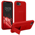 kwmobile Handyhülle kompatibel mit Apple iPhone 17e / iPhone 16e - Hülle mit Fingerhalter und Standfunktion - Silikon Case Handy Cover in Rot Rot  