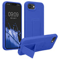 kwmobile Handyhülle kompatibel mit Apple iPhone 17e / iPhone 16e - Hülle mit Fingerhalter und Standfunktion - Silikon Case Handy Cover in Baltik Blau Baltik Blau  