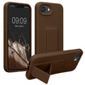 kwmobile Handyhülle kompatibel mit Apple iPhone 17e / iPhone 16e - Hülle mit Fingerhalter und Standfunktion - Silikon Case Handy Cover in Chocolate Chocolate  