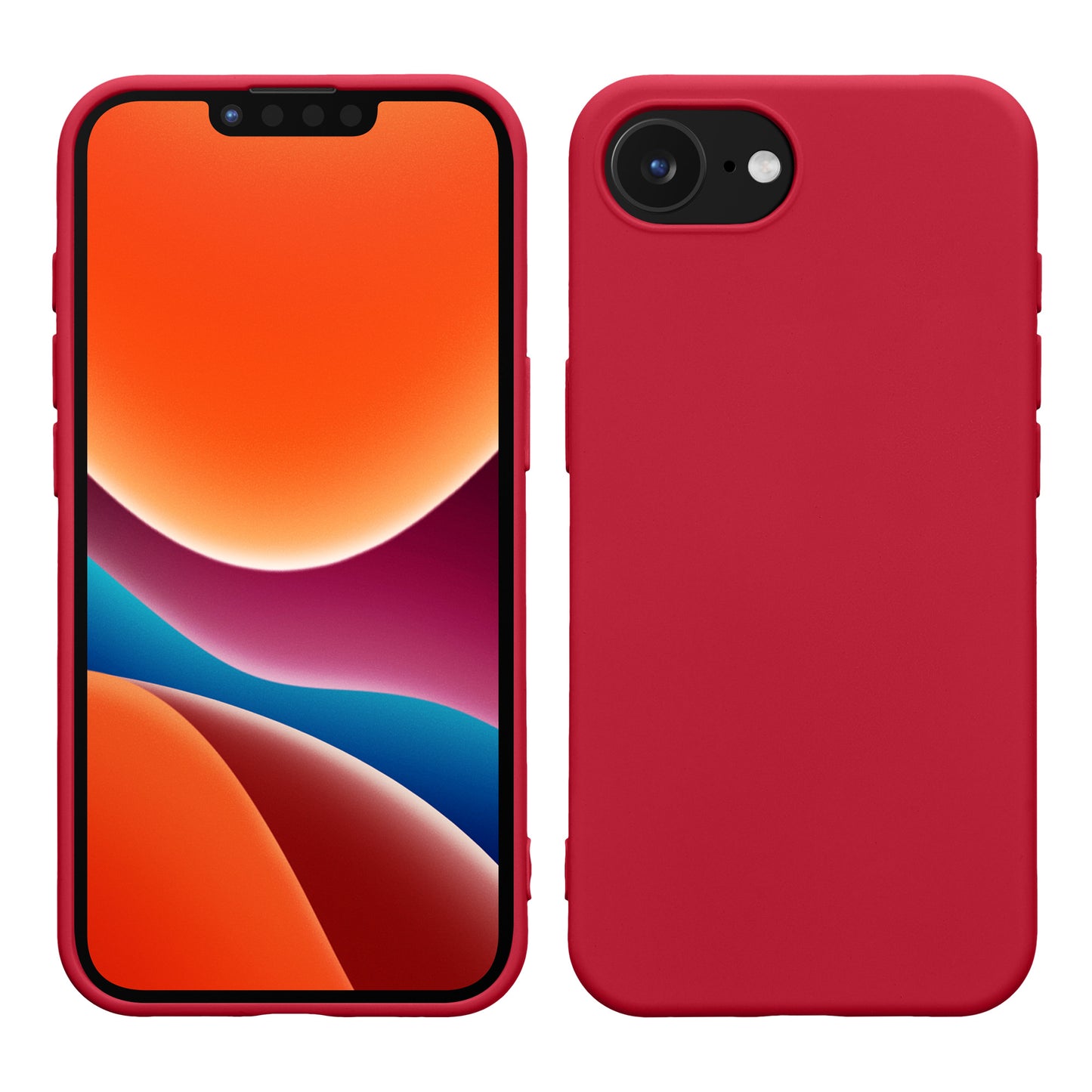 kwmobile Hülle kompatibel mit Apple iPhone 17e / iPhone 16e Hülle - gummierte TPU Silikon Handyhülle - Schutzhülle für kabelloses Laden - Case in Granatapfelrot Granatapfelrot  