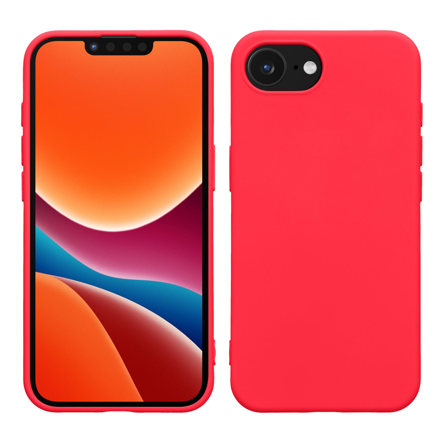 kwmobile Hülle kompatibel mit Apple iPhone 17e / iPhone 16e Hülle - gummierte TPU Silikon Handyhülle - Schutzhülle für kabelloses Laden - Case in Neon Pink Neon Pink  