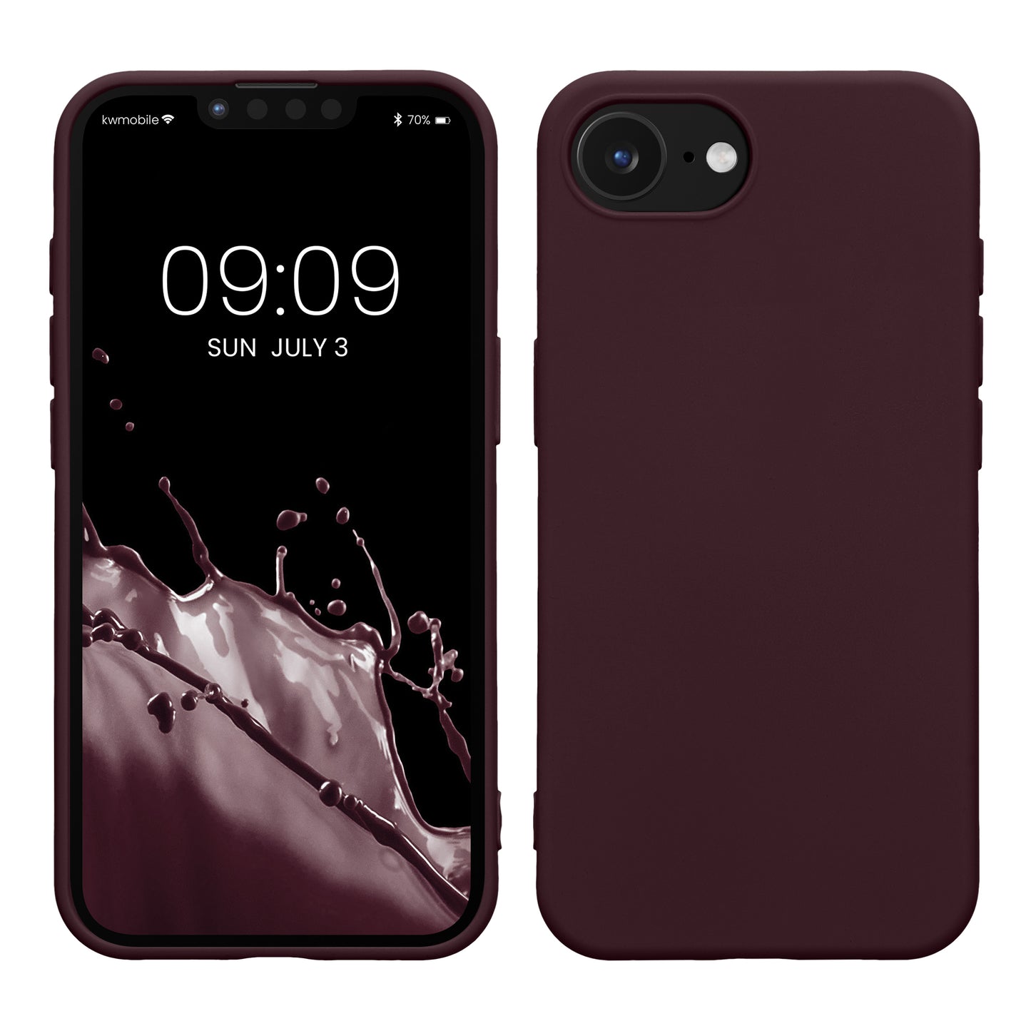 kwmobile Hülle kompatibel mit Apple iPhone 17e / iPhone 16e Hülle - gummierte TPU Silikon Handyhülle - Schutzhülle für kabelloses Laden - Case in Bordeaux Violett Bordeaux Violett  
