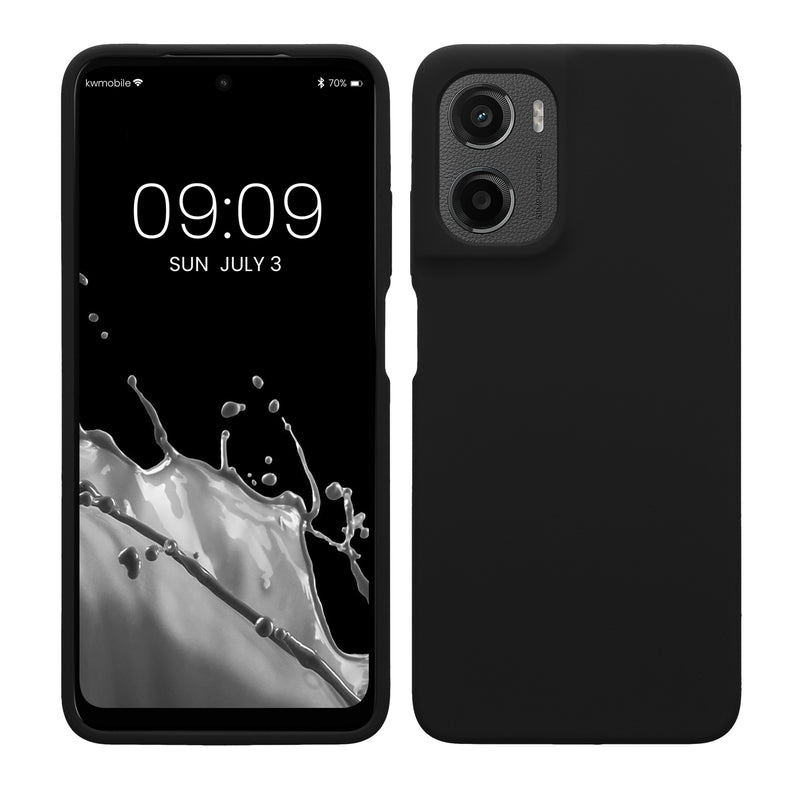 kwmobile Hülle kompatibel mit Motorola Moto G05 / Moto E15 Hülle - Silikon Handy Case - Handyhülle weiche Oberfläche - kabelloses Laden - Schwarz Schwarz  