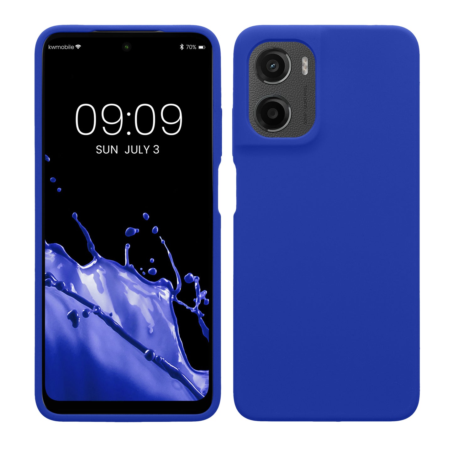 kwmobile Hülle kompatibel mit Motorola Moto G05 / Moto E15 Hülle - Silikon Handy Case - Handyhülle weiche Oberfläche - kabelloses Laden - Baltik Blau Baltik Blau  
