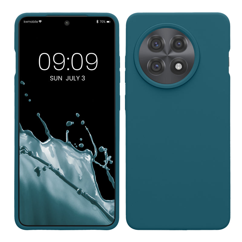 kwmobile Hülle kompatibel mit OnePlus 13R Hülle - Silikon Handy Case - Handyhülle weiche Oberfläche - kabelloses Laden - Petrol Petrol  