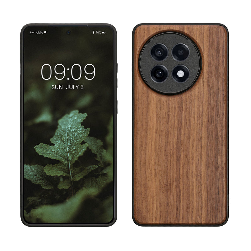kwmobile Hülle kompatibel mit OnePlus 13R Hülle - Holz Case - stoßfestes Handy Cover - TPU Handyhülle in Dunkelbraun Dunkelbraun  