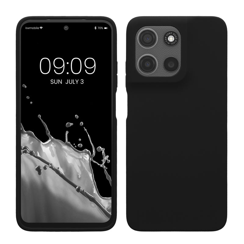 kwmobile Hülle kompatibel mit Motorola Moto G15 Hülle - Silikon Handy Case - Handyhülle weiche Oberfläche - kabelloses Laden - Schwarz Schwarz  