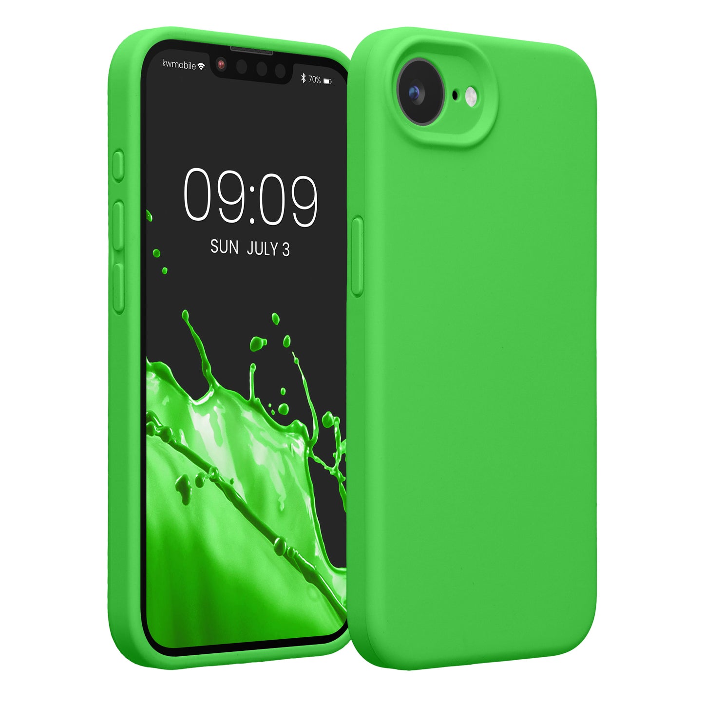 kwmobile Handyhülle kompatibel mit Apple iPhone 17e / iPhone 16e Hülle - gummierte Handy Case aus Silikon in Limettengrün Limettengrün  