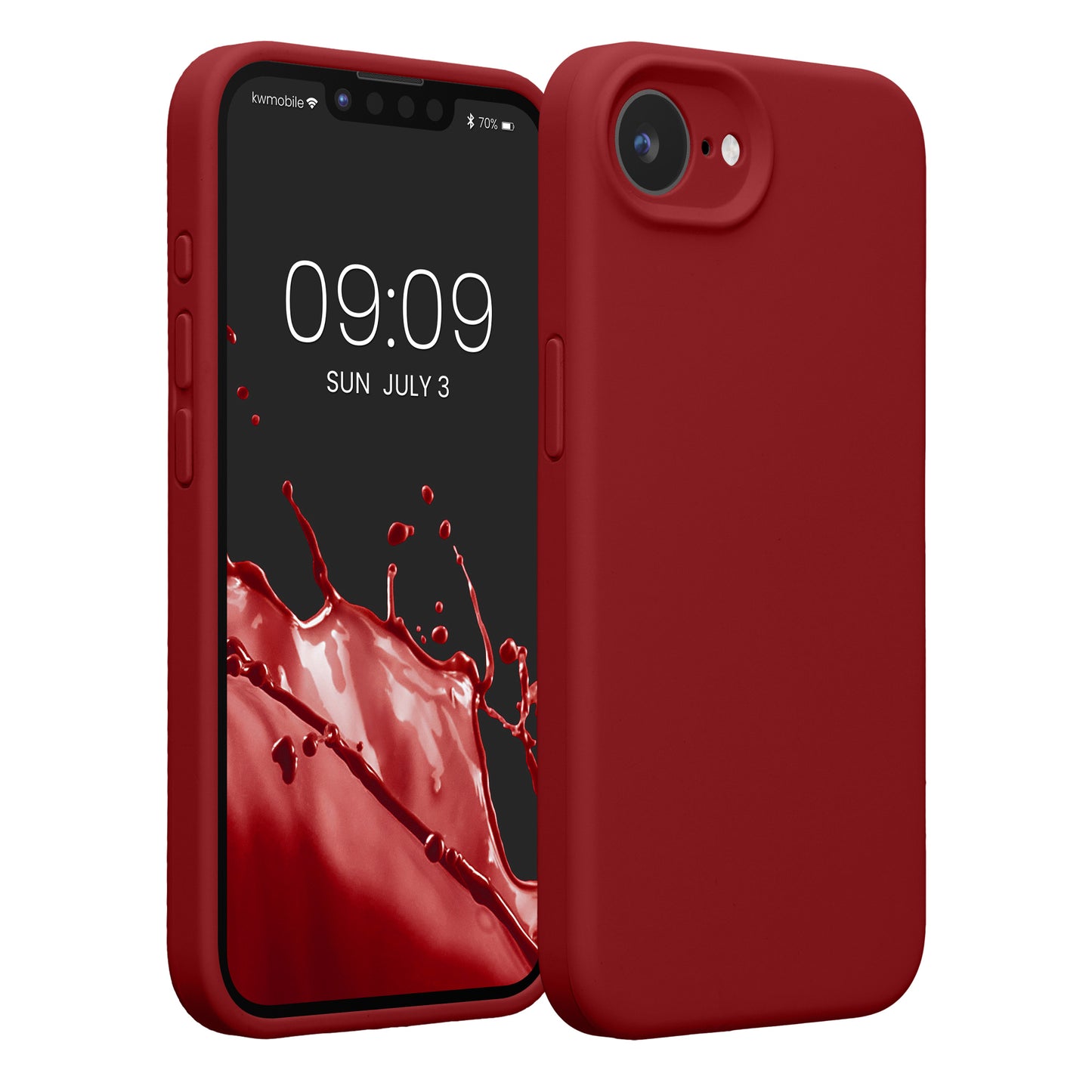 kwmobile Handyhülle kompatibel mit Apple iPhone 17e / iPhone 16e Hülle - gummierte Handy Case aus Silikon in Rhabarber Rot Rhabarber Rot  