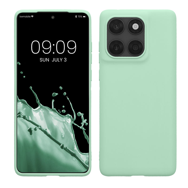 kwmobile Hülle kompatibel mit Motorola Edge 60 Fusion Hülle - weiches TPU Silikon Case - Cover geeignet für kabelloses Laden - Mintgrün matt Mintgrün matt  