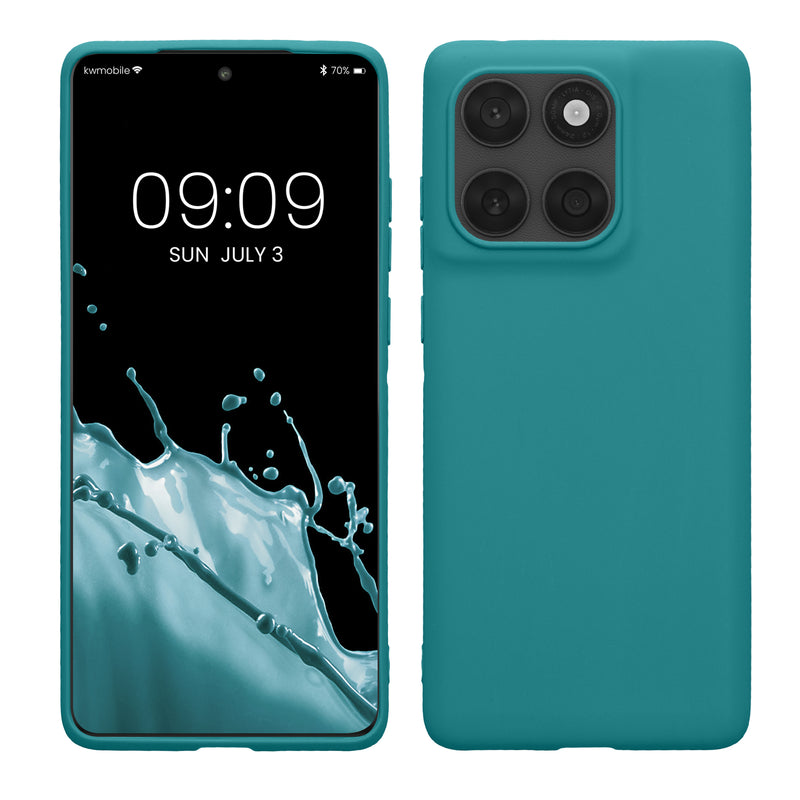 kwmobile Hülle kompatibel mit Motorola Edge 60 Fusion Hülle - weiches TPU Silikon Case - Cover geeignet für kabelloses Laden - Petrol matt Petrol matt  