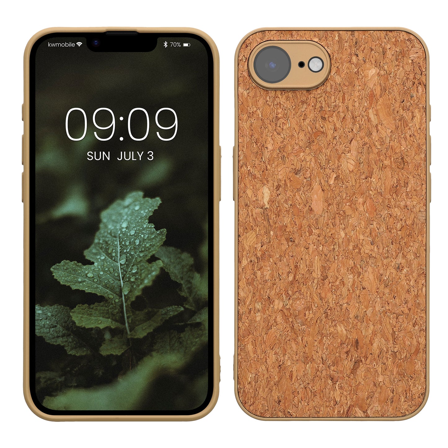 kwmobile Hülle kompatibel mit Apple iPhone 17e / iPhone 16e - Kork Handyhülle Cover - Schutzhülle TPU Case in Hellbraun Hellbraun  