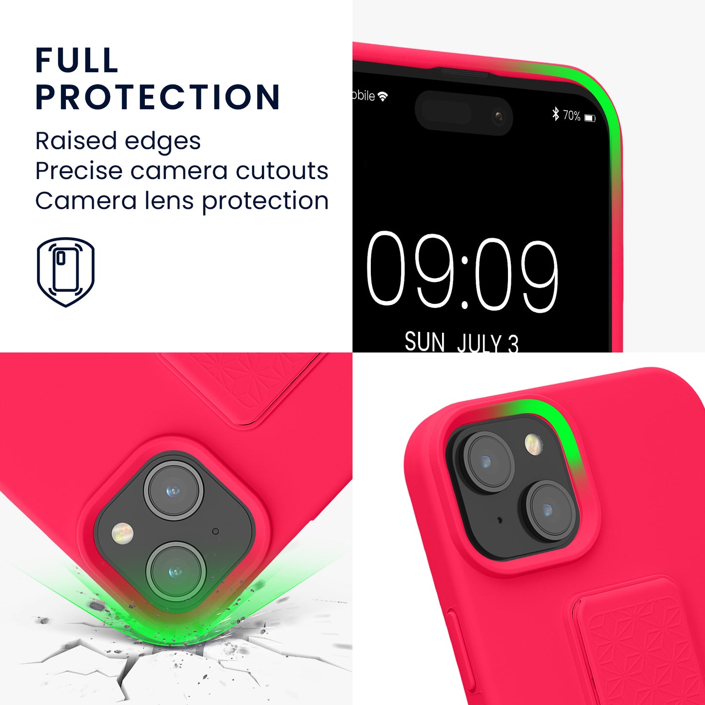 kwmobile Handyhülle für Apple iPhone 15 Plus Hülle mit Fingerhalter und Stand Schutzhülle Cover