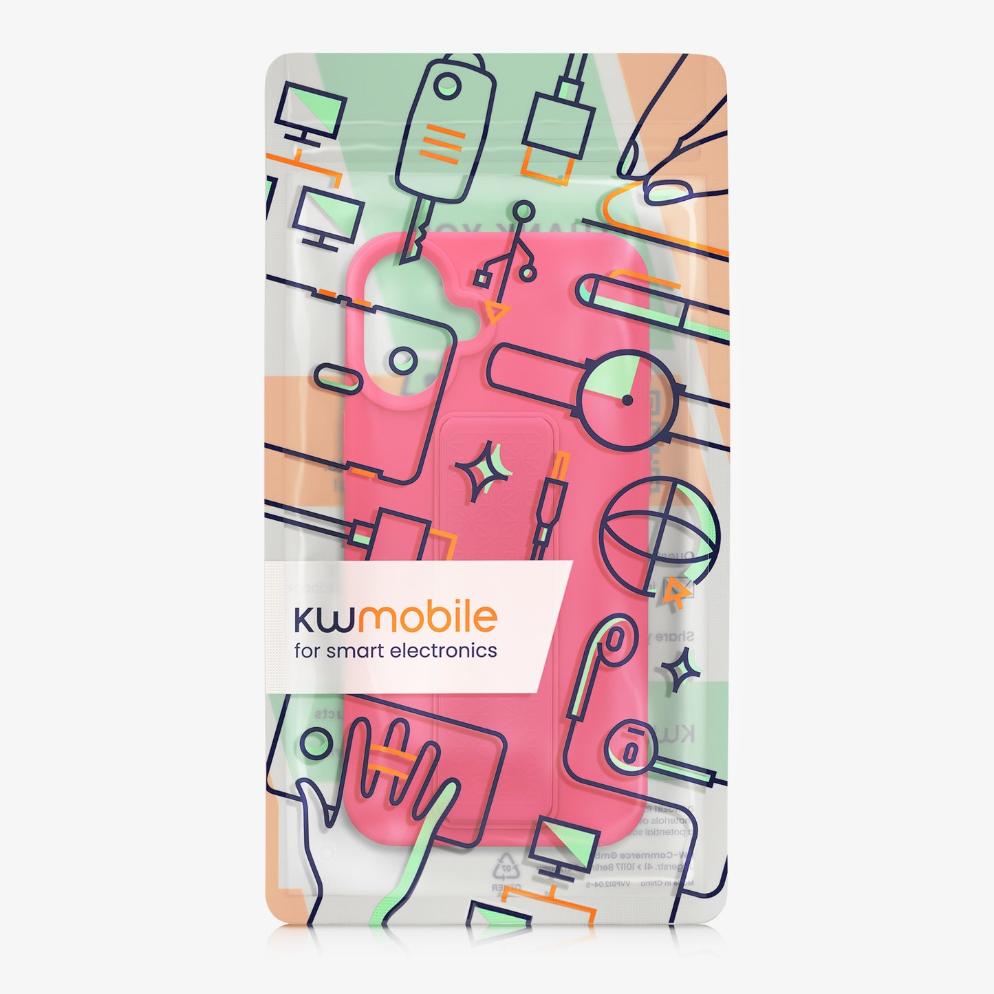 kwmobile Handyhülle für Apple iPhone 16 Plus Hülle mit Fingerhalter und Stand Schutzhülle Cover