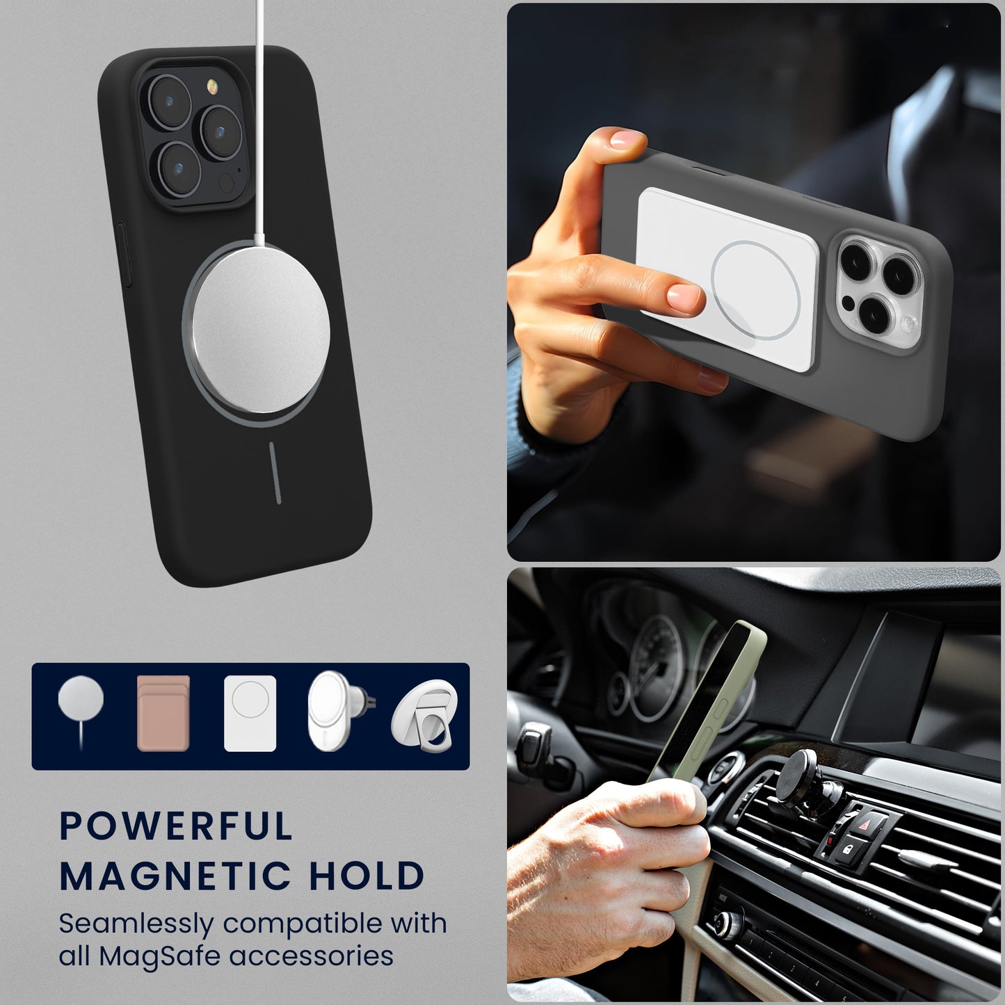 kwmobile Handyhülle für Apple iPhone 15 Pro Case Silikon Rückseite magnetisch