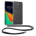 kwmobile Necklace Case kompatibel mit Motorola Moto G86 5G Hülle - Silikon Cover mit Handykette - Band Handyhülle Schwarz Transparent Schwarz  
