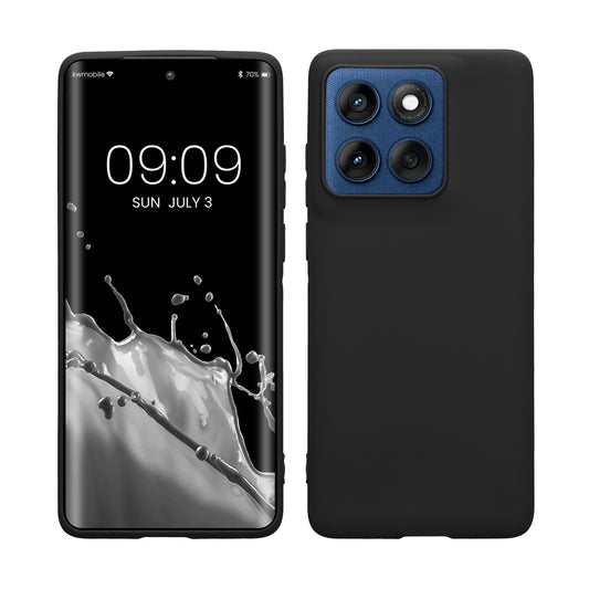 kwmobile Hülle kompatibel mit Motorola Edge 60 Hülle - weiches TPU Silikon Case - Cover geeignet für kabelloses Laden - Schwarz matt Schwarz matt  