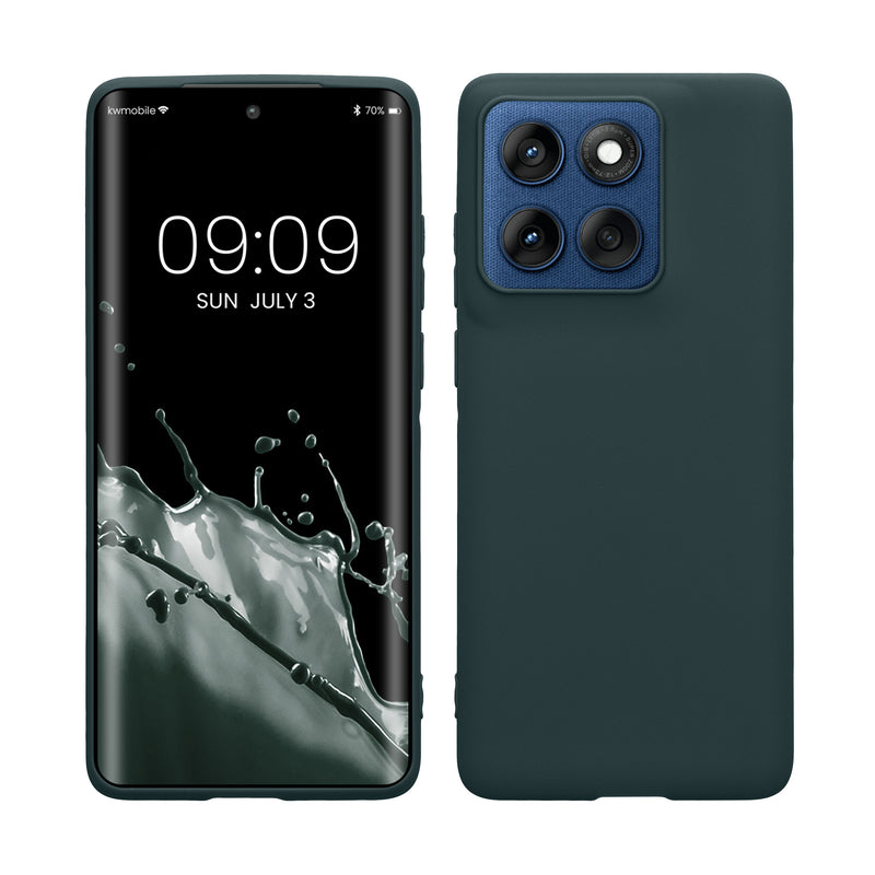 kwmobile Hülle kompatibel mit Motorola Edge 60 Hülle - weiches TPU Silikon Case - Cover geeignet für kabelloses Laden - Dunkler Schiefer Dunkler Schiefer  