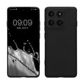 kwmobile Hülle kompatibel mit Motorola Edge 60 Pro Hülle - weiches TPU Silikon Case - Cover geeignet für kabelloses Laden - Schwarz matt Schwarz matt  