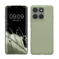kwmobile Hülle kompatibel mit Motorola Edge 60 Pro Hülle - weiches TPU Silikon Case - Cover geeignet für kabelloses Laden - Graugrün Graugrün  