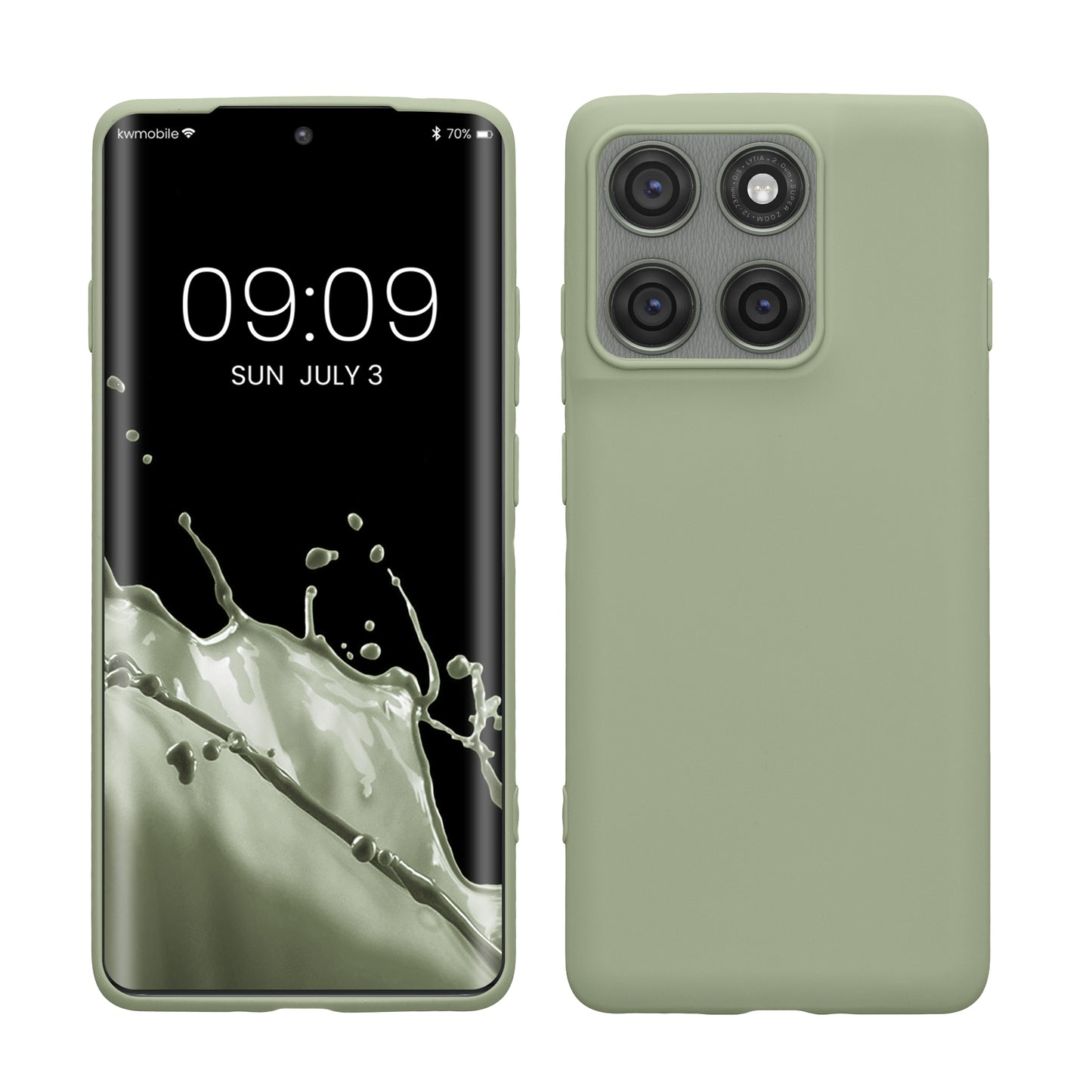 kwmobile Hülle kompatibel mit Motorola Edge 60 Pro Hülle - weiches TPU Silikon Case - Cover geeignet für kabelloses Laden - Graugrün Graugrün  