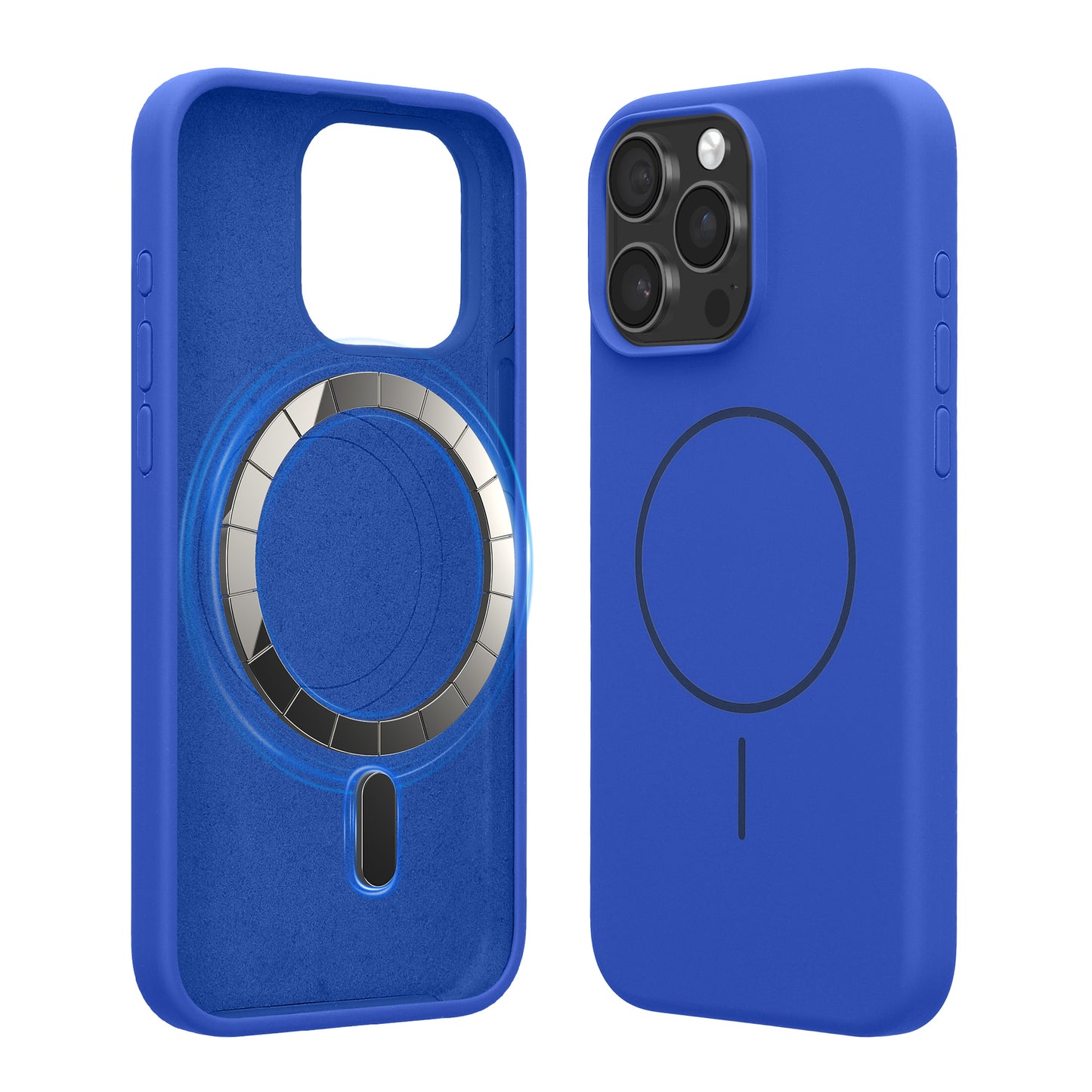 kwmobile Handyhülle für Apple iPhone 15 Pro Max - Hülle für MagSafe - Hülle für iPhone 15 Pro Max Case - Silikon Rückseite magnetisch in Baltik Blau Baltik Blau  