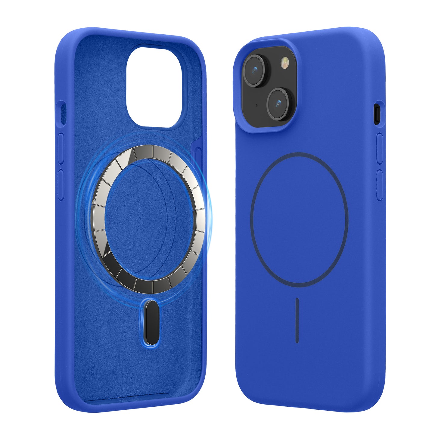 kwmobile Handyhülle für Apple iPhone 15 - Hülle für MagSafe - Hülle für iPhone 15 Case - Silikon Rückseite magnetisch in Baltik Blau Baltik Blau  