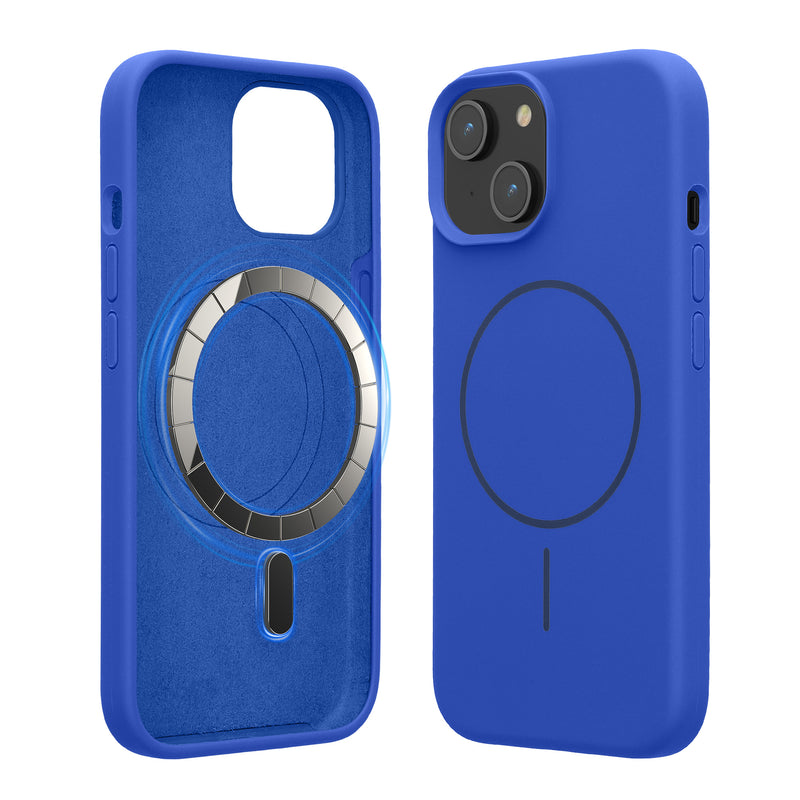 kwmobile Handyhülle für Apple iPhone 15 - Hülle für MagSafe - Hülle für iPhone 15 Case - Silikon Rückseite magnetisch in Baltik Blau Baltik Blau  