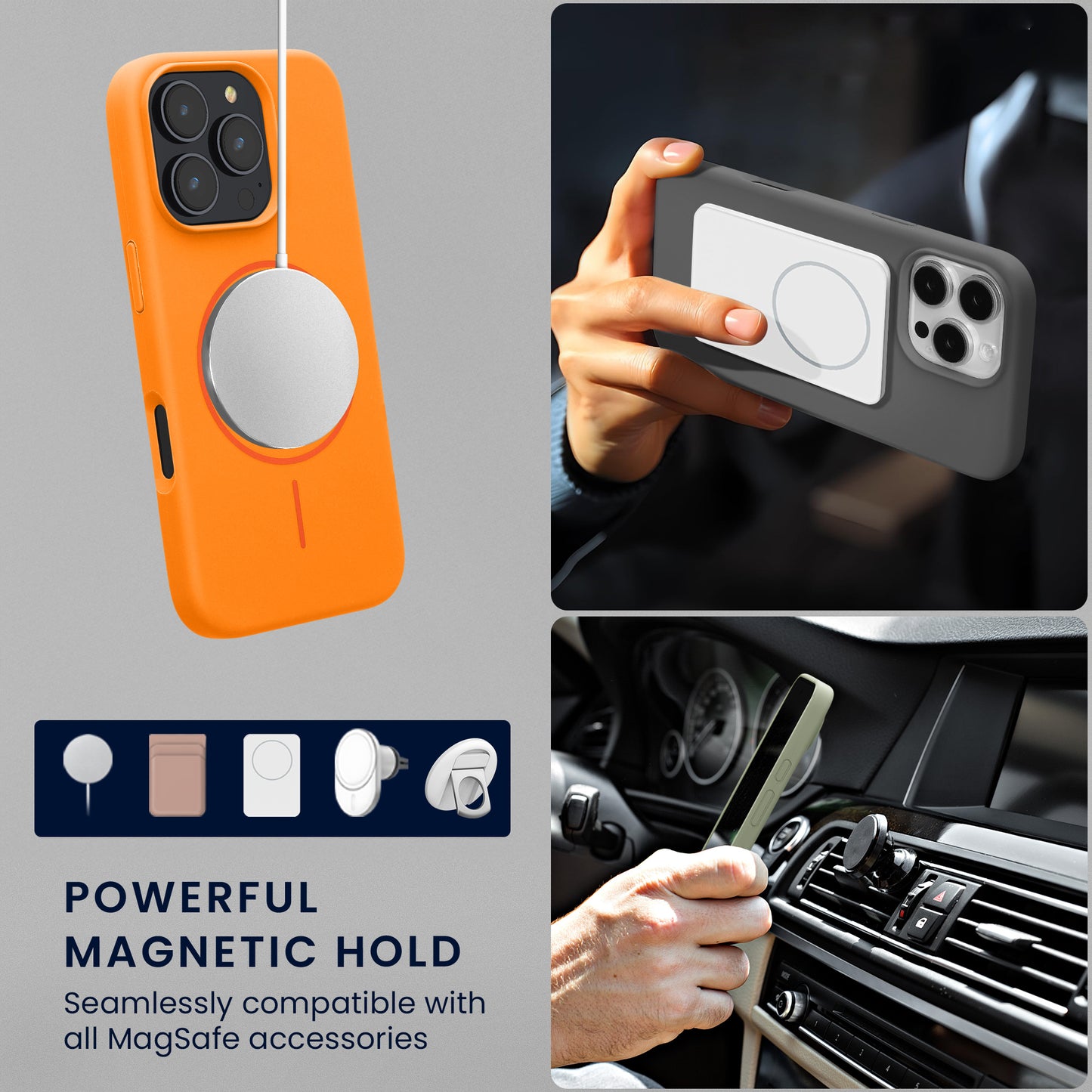 kwmobile Handyhülle für Apple iPhone 16 Pro - Hülle für MagSafe - Hülle für iPhone 16 Pro Case - Silikon Rückseite magnetisch