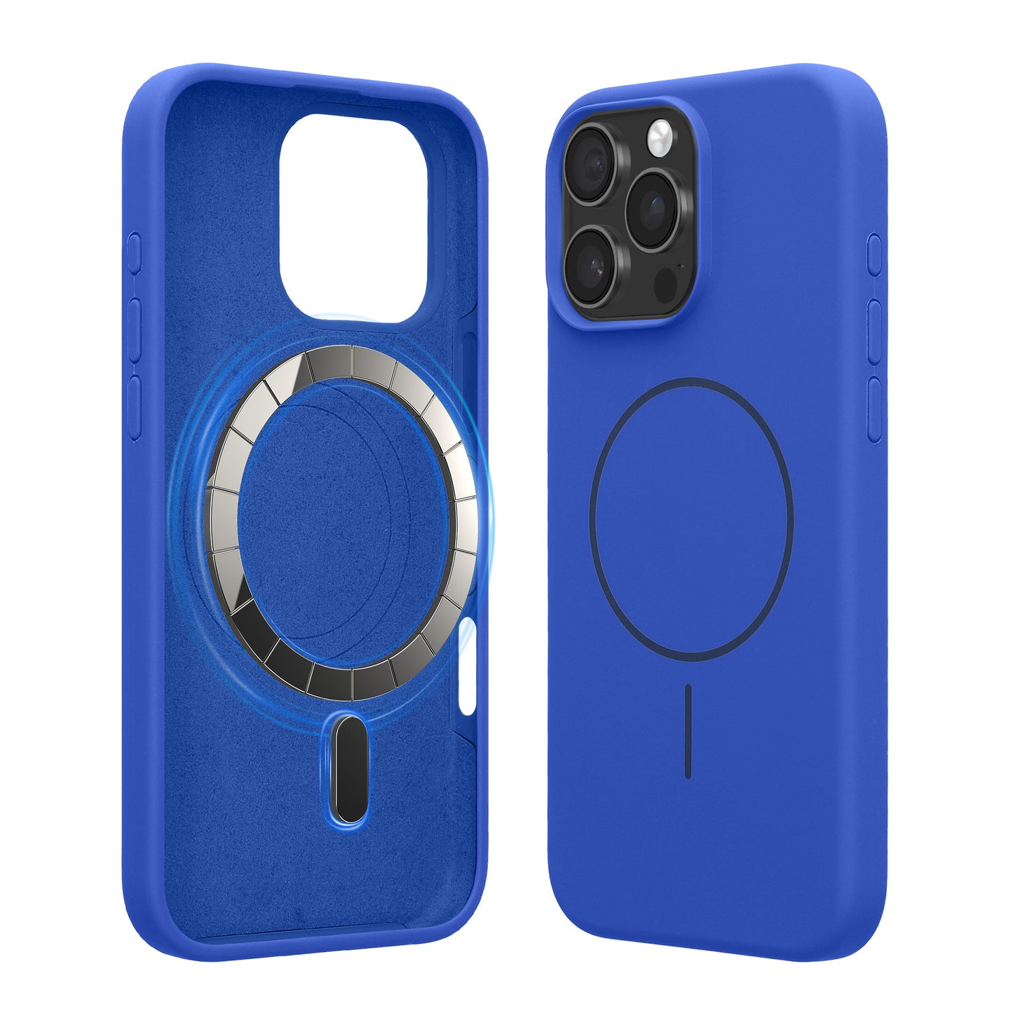 kwmobile Handyhülle für Apple iPhone 16 Pro Max - Hülle für MagSafe - Hülle für iPhone 16 Pro Max Case - Silikon Rückseite magnetisch in Baltik Blau Baltik Blau  