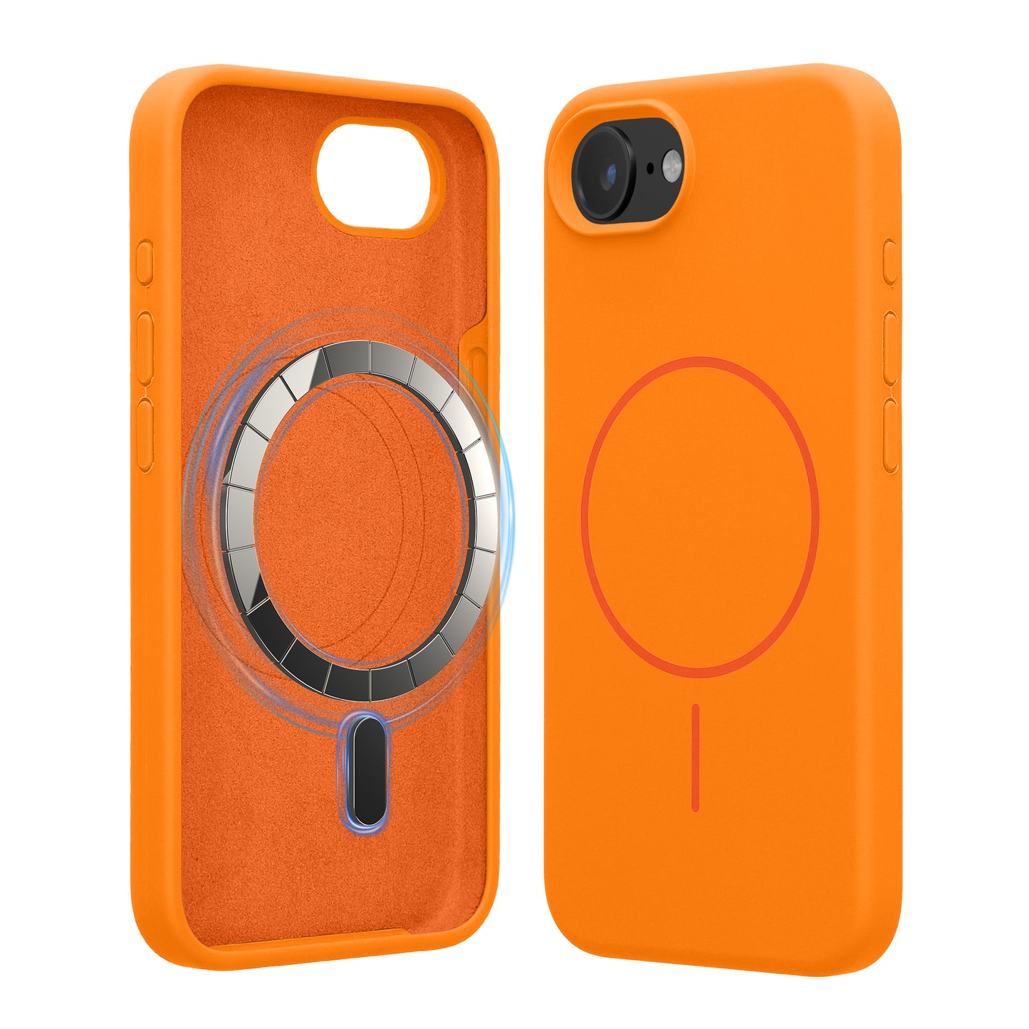 kwmobile Handyhülle für Apple iPhone 17e / iPhone 16e - Hülle für MagSafe - Hülle für iPhone 17e / iPhone 16e Case - Silikon Rückseite magnetisch in Fruity Orange Fruity Orange  