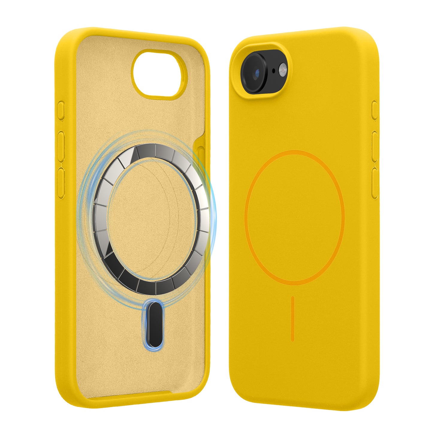 kwmobile Handyhülle für Apple iPhone 17e / iPhone 16e - Hülle für MagSafe - Hülle für iPhone 17e / iPhone 16e Case - Silikon Rückseite magnetisch in Strahlend Gelb Strahlend Gelb  