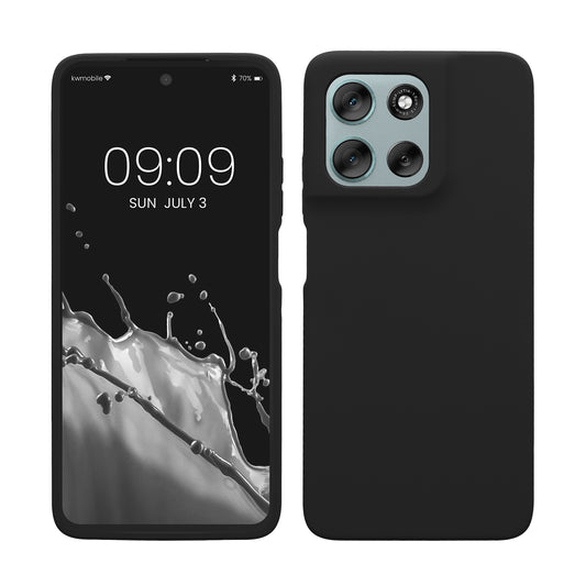 kwmobile Hülle kompatibel mit Motorola Moto G56 5G Hülle - Silikon Handy Case - Handyhülle weiche Oberfläche - kabelloses Laden - Schwarz Schwarz  