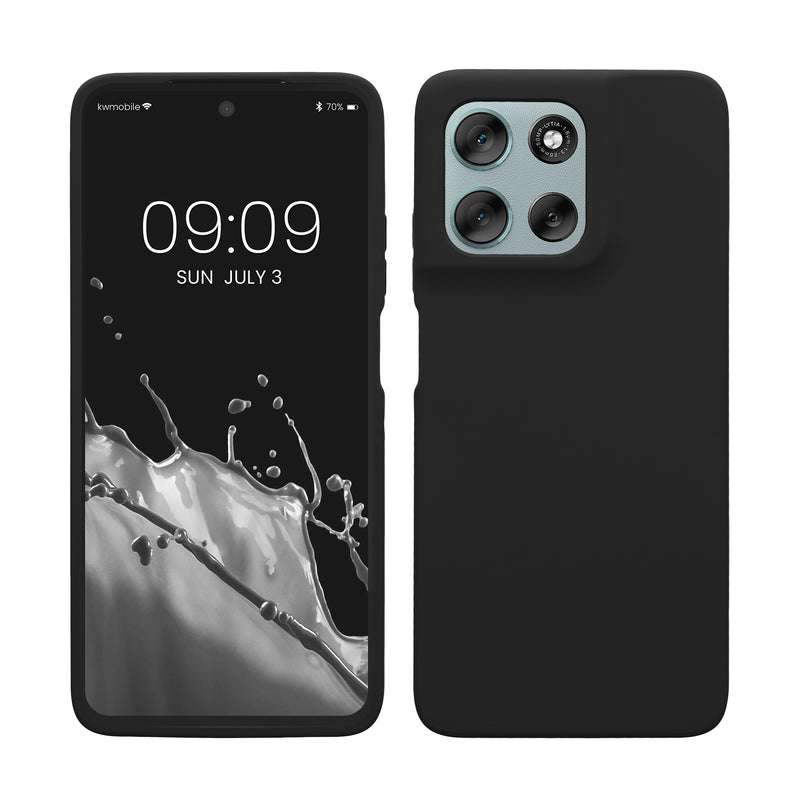 kwmobile Hülle kompatibel mit Motorola Moto G56 5G Hülle - Silikon Handy Case - Handyhülle weiche Oberfläche - kabelloses Laden - Schwarz Schwarz  