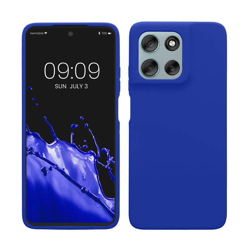 kwmobile Hülle kompatibel mit Motorola Moto G56 5G Hülle - Silikon Handy Case - Handyhülle weiche Oberfläche - kabelloses Laden - Baltik Blau Baltik Blau  