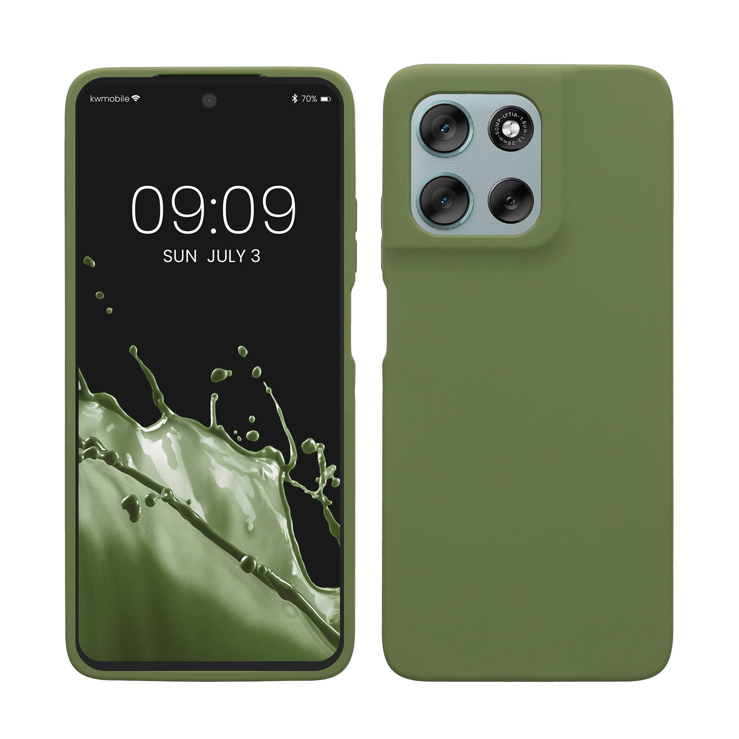 kwmobile Hülle kompatibel mit Motorola Moto G56 5G Hülle - Silikon Handy Case - Handyhülle weiche Oberfläche - kabelloses Laden - Grasgrün Grasgrün  