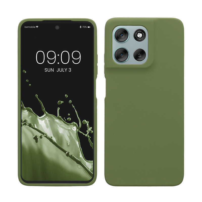kwmobile Hülle kompatibel mit Motorola Moto G56 5G Hülle - Silikon Handy Case - Handyhülle weiche Oberfläche - kabelloses Laden - Grasgrün Grasgrün  