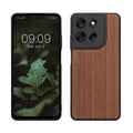 kwmobile Hülle kompatibel mit Motorola Moto G56 5G Hülle - Holz Case - stoßfestes Handy Cover - TPU Handyhülle in Dunkelbraun Dunkelbraun  